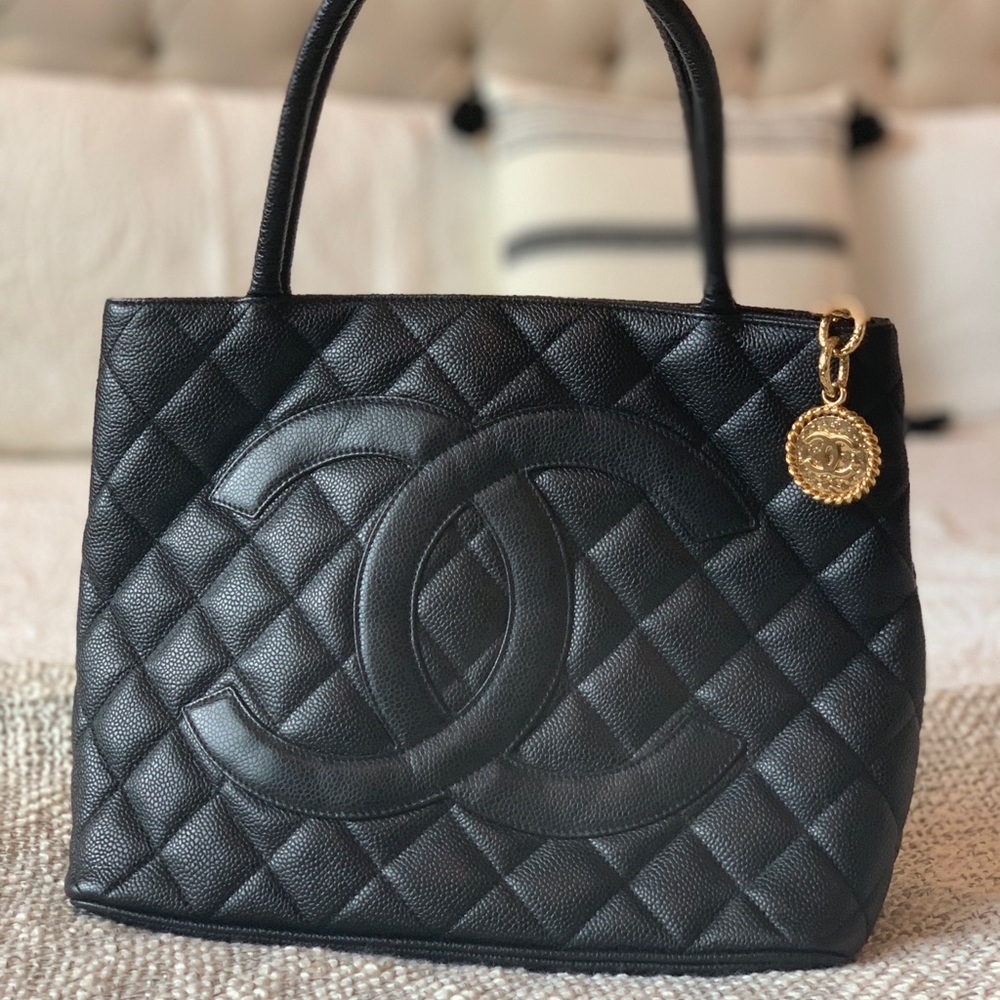 CHANEL Caviar Quilted Medallion Tote Black